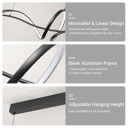 Brilagi - LED viseča svetilka z nastavljivo svetlostjo na kablu SIGNATURE LED/55W/230V 3000-6000K 120x23 cm črna + daljinski upravljalnik