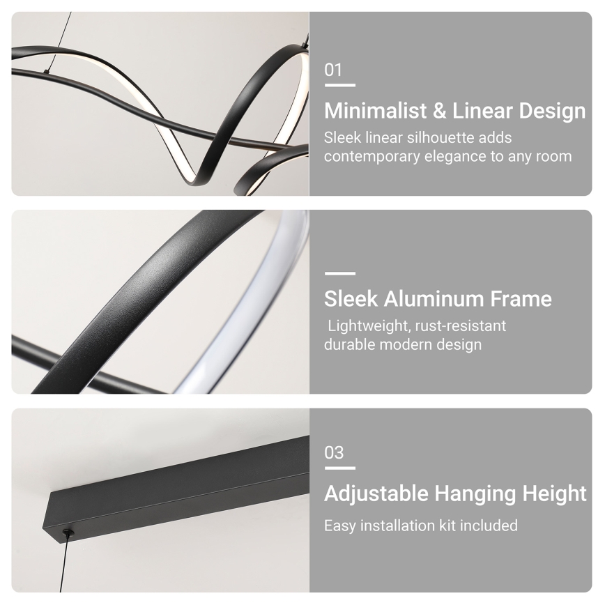 Brilagi - LED viseča svetilka z nastavljivo svetlostjo na kablu SIGNATURE LED/55W/230V 3000-6000K 120x23 cm črna + daljinski upravljalnik