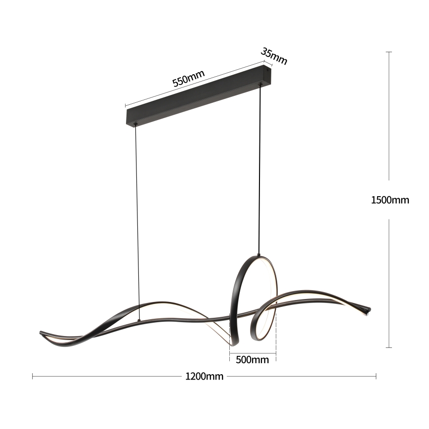 Brilagi - LED viseča svetilka z nastavljivo svetlostjo na kablu SIGNATURE LED/55W/230V 3000-6000K 120x23 cm črna + daljinski upravljalnik