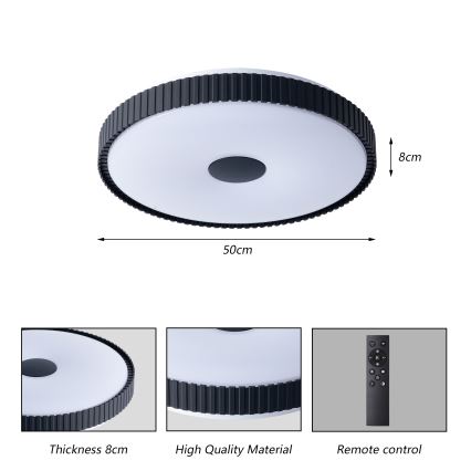 Brilagi - LED zatemnljivo stropno svetilo CORVO LED/72W/230V 3000-6000K črna, premer 50 cm + daljinski upravljalnik