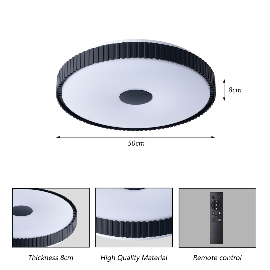 Brilagi - LED zatemnljivo stropno svetilo CORVO LED/72W/230V 3000-6000K črna, premer 50 cm + daljinski upravljalnik