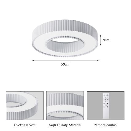 Brilagi - LED zatemnjevalno stropno svetilo LUMIX LED/48W/230V 3000-6000K belo premer 50 cm + daljinski upravljalnik