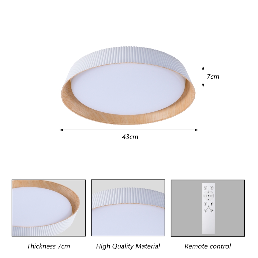 Brilagi - LED zatemnjevalna stropna svetilka ORINO LED/54W/230V 3000-6000K bela, premer 43 cm + daljinski upravljalnik