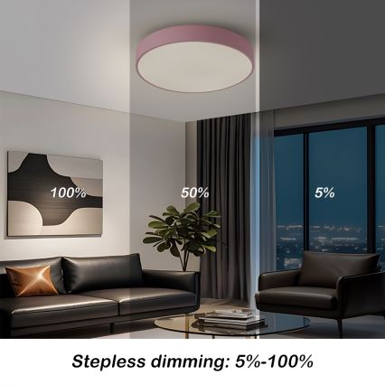Brilagi - LED zatemnljivo stropno svetilo POOL LED/48W/230V 3000-6000K premer 40 cm rožnata + daljinski upravljalnik