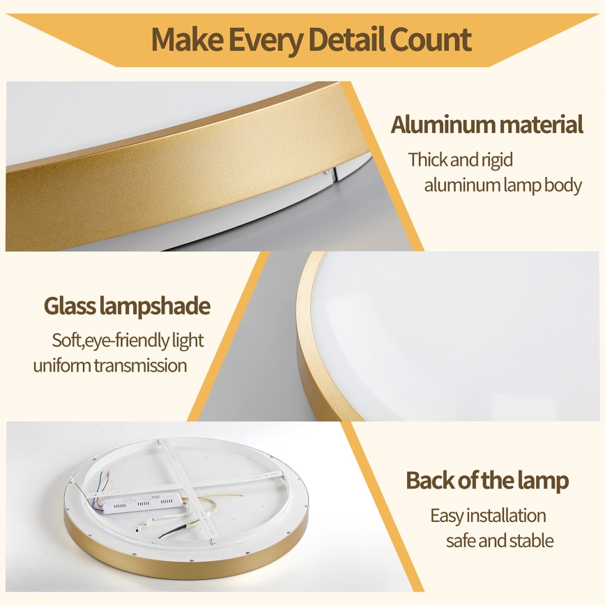 Brilagi - LED zatemnjiva stropna svetilka GLASS POOL DOUBLE LED/80W/230V 3000-6000K 60 cm zlata + z daljinskim upravljalnikom