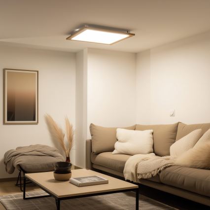 Brilagi - Zatemnljivo LED stropno svetilo SLIMFRAME WOOD LED/58W/230V 64x64 cm 3000-6000K rjava + z daljinskim upravljalnikom