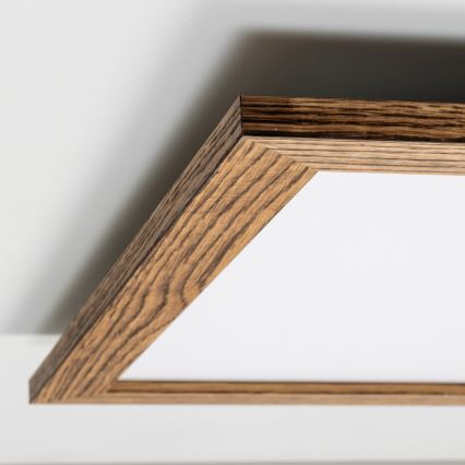 Brilagi - Zatemnjiva LED stropna svetilka SLIMFRAME WOOD LED/58W/230V 64x64 cm 3000-6000K rjava + daljinski upravljalnik