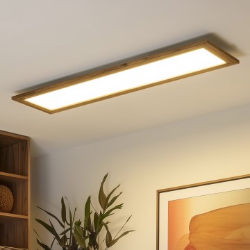 Brilagi - Zatemnjivo stropno svetilo SLIMFRAME WOOD LED/58W/230V 124x33,7 cm 3000-6000K rjava + daljinski upravljalnik