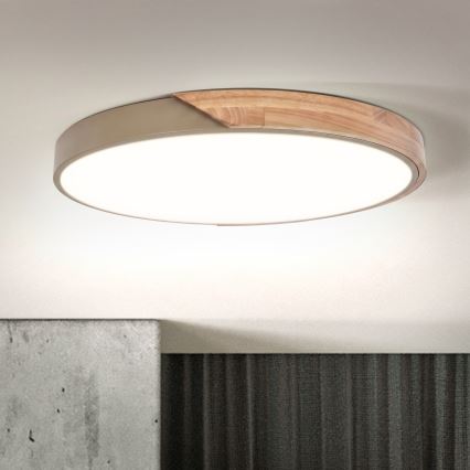 BRILAGI - LED zatemnljivo stropno svetilo PILANA LED/60W/230V 3000-6500K hrast/bež premer 60 cm + daljinski upravljalnik