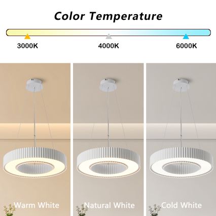 Brilagi - Zatemljiv lestenec na napetem kablu LUMIX LED/48W/230V 3000-6000K bela, premer 50 cm + daljinski upravljalnik