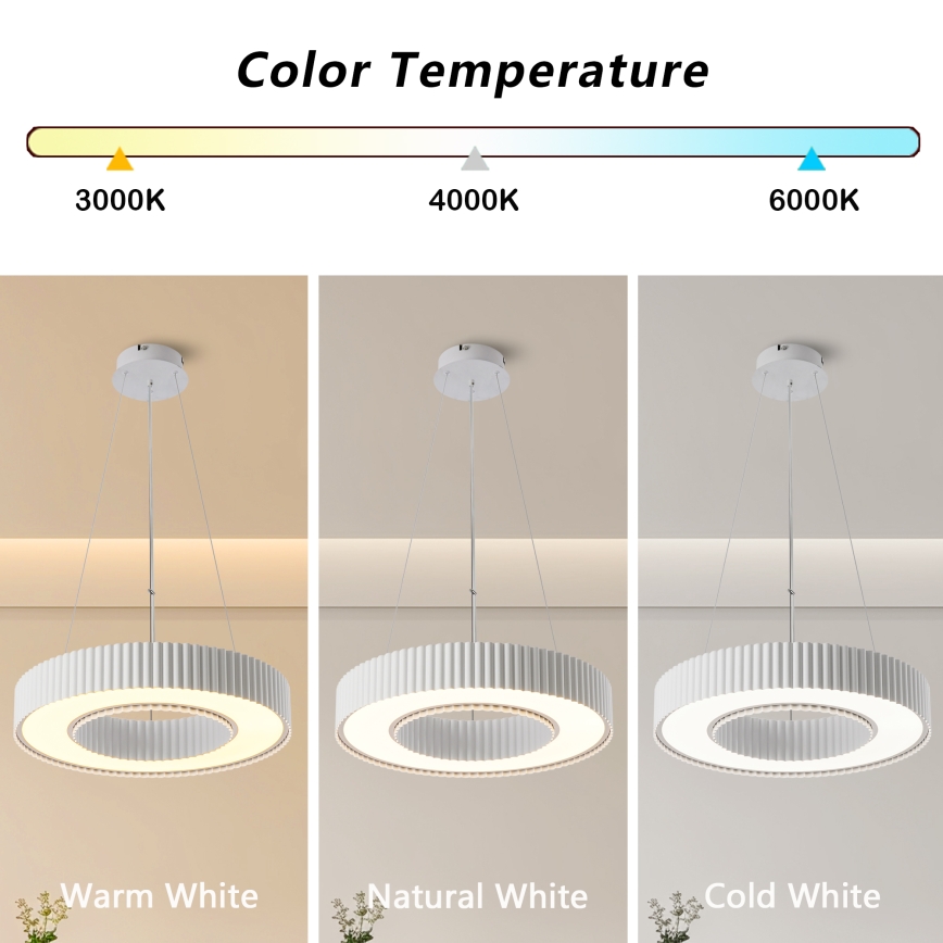 Brilagi - Zatemljiv lestenec na napetem kablu LUMIX LED/48W/230V 3000-6000K bela, premer 50 cm + daljinski upravljalnik
