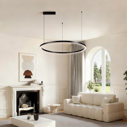 Brilagi - zatemnljiv LED lestenec na kablu PORTOFINO LED/60W/230V 3000-6000K premer 80 cm črna + daljinski upravljalnik