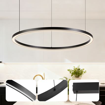 Brilagi - zatemnljiv LED lestenec na kablu PORTOFINO LED/60W/230V 3000-6000K premer 80 cm črna + daljinski upravljalnik