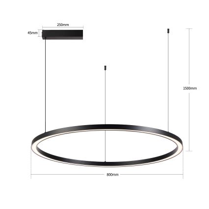 Brilagi - zatemnljiv LED lestenec na kablu PORTOFINO LED/60W/230V 3000-6000K premer 80 cm črna + daljinski upravljalnik