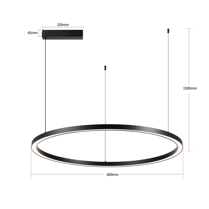 Brilagi - zatemnljiv LED lestenec na kablu PORTOFINO LED/60W/230V 3000-6000K premer 80 cm črna + daljinski upravljalnik