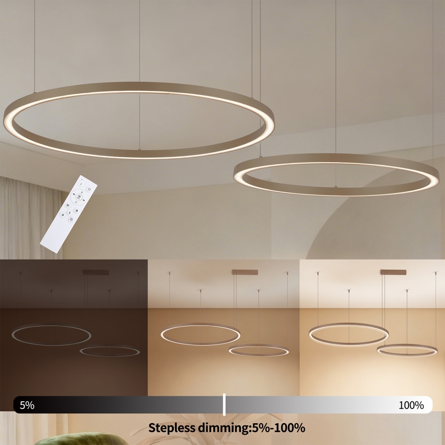 Brilagi - LED Zatemnjevalna viseča svetilka na kablu PORTOFINO LED/98W/230V 3000-6000K bež + daljinski upravljalnik