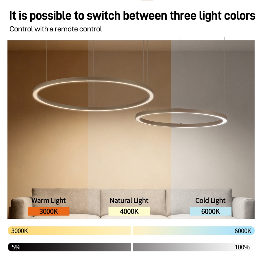 Brilagi - LED Zatemnjevalna viseča svetilka na kablu PORTOFINO LED/98W/230V 3000-6000K bež + daljinski upravljalnik