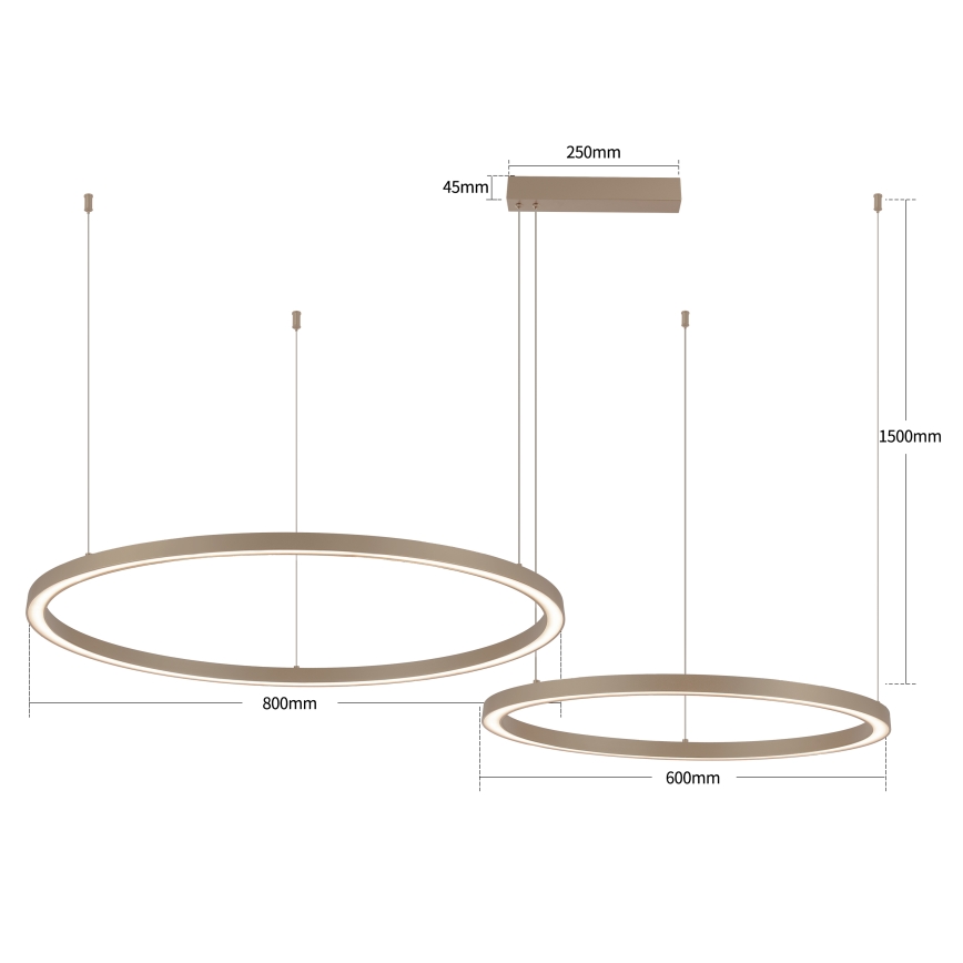 Brilagi - LED Zatemnjevalna viseča svetilka na kablu PORTOFINO LED/98W/230V 3000-6000K bež + daljinski upravljalnik