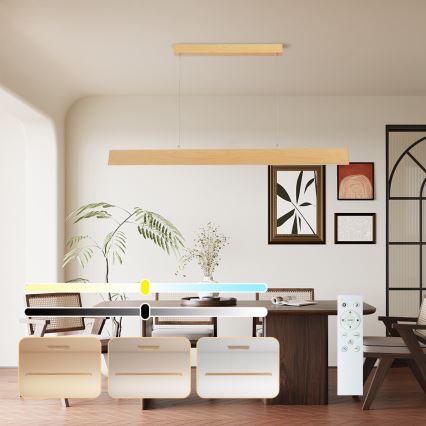 Brilagi - zatemljiv LED lestenec na kablu SLIMLINE LED/40W/230V 3000-6000K dekor hrasta + daljinski upravljalnik