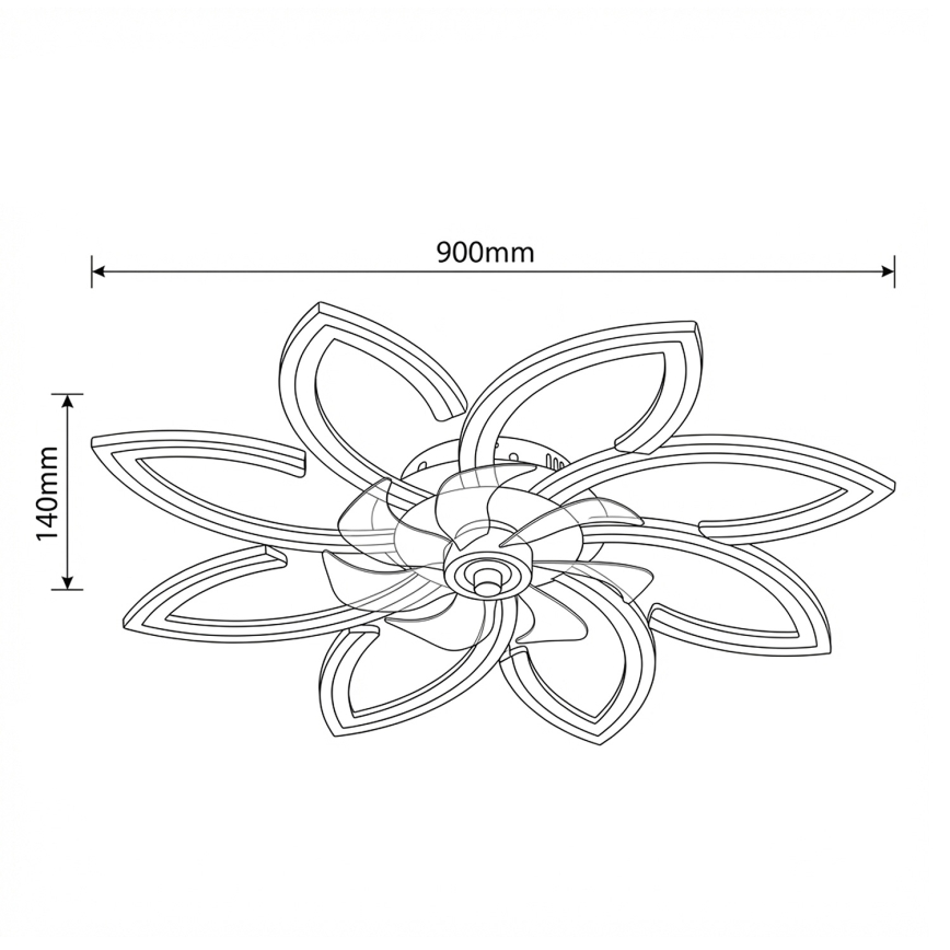 Brilagi - Zatemnljiv LED stropni ventilator, 43 W, 230 V, 3000-6500 K, premer 90 cm, črne barve + daljinski upravljalnik