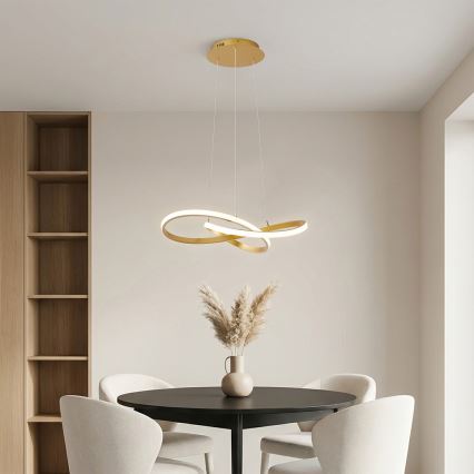 Brilagi - LED zatemljiv viseči lestenec na jeklenem kablu INFINITY LED/55W/230V 3000-6000K 50x50 cm v zlati barvi + daljinski upravljalnik