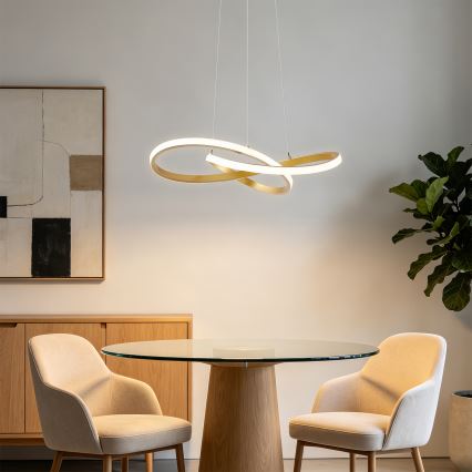 Brilagi - LED zatemljiv viseči lestenec na jeklenem kablu INFINITY LED/55W/230V 3000-6000K 50x50 cm v zlati barvi + daljinski upravljalnik