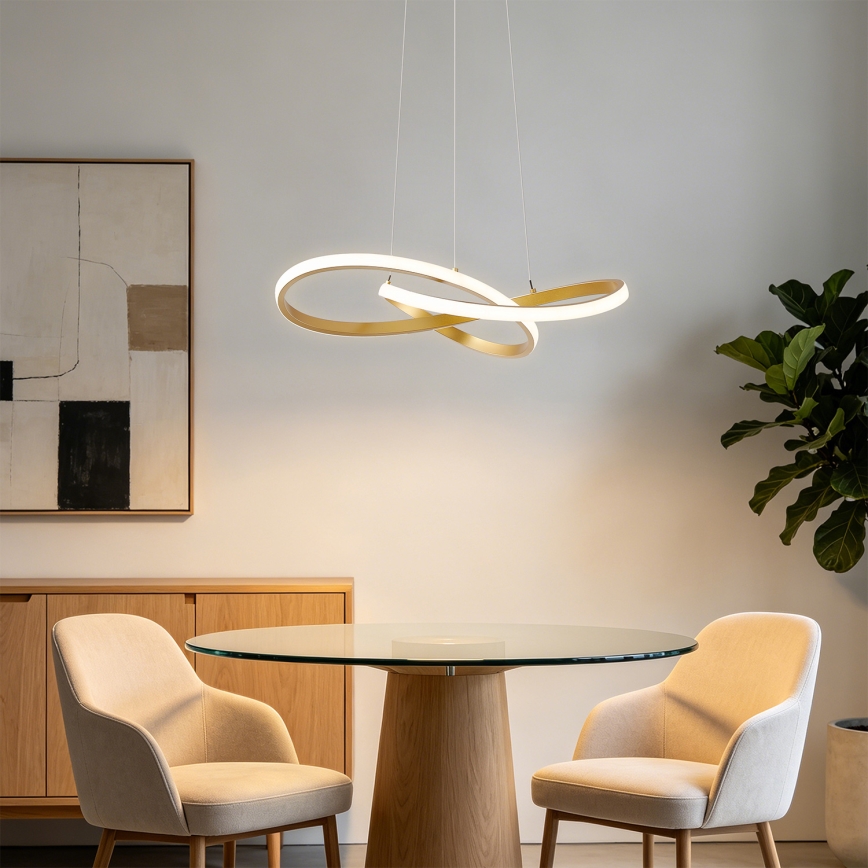 Brilagi - LED zatemljiv viseči lestenec na jeklenem kablu INFINITY LED/55W/230V 3000-6000K 50x50 cm v zlati barvi + daljinski upravljalnik