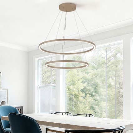 Brilagi - LED zatemljiv viseči lestenec PORTOFINO LED/98W/230V 3000-6000K premer 80 cm bež + daljinski upravljalnik