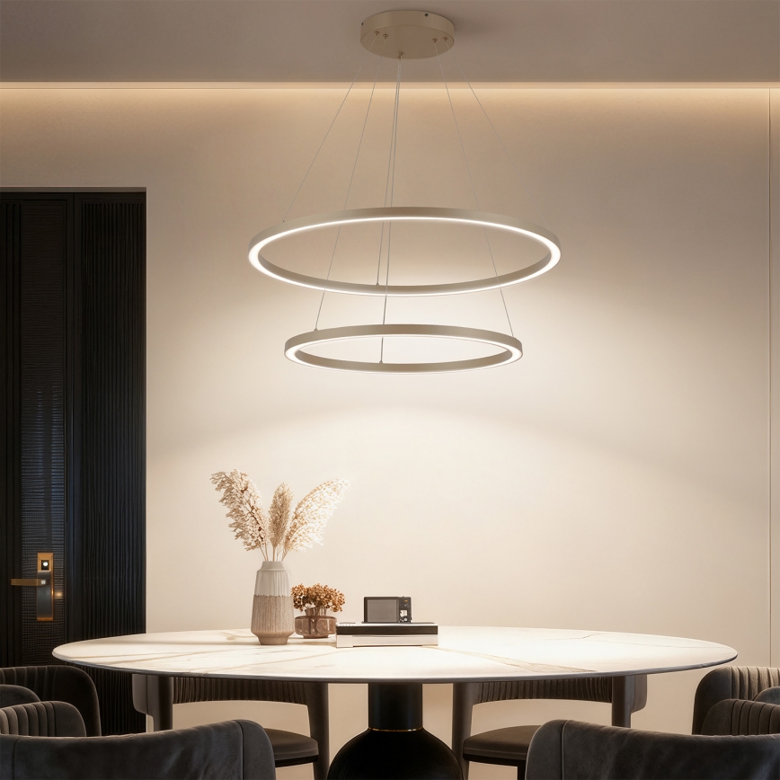 Brilagi - LED zatemljiv viseči lestenec PORTOFINO LED/98W/230V 3000-6000K premer 80 cm bež + daljinski upravljalnik