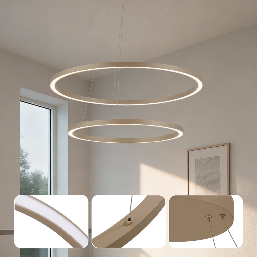 Brilagi - LED zatemljiv viseči lestenec PORTOFINO LED/98W/230V 3000-6000K premer 80 cm bež + daljinski upravljalnik