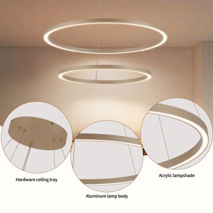 Brilagi - LED zatemljiv viseči lestenec PORTOFINO LED/98W/230V 3000-6000K premer 80 cm bež + daljinski upravljalnik