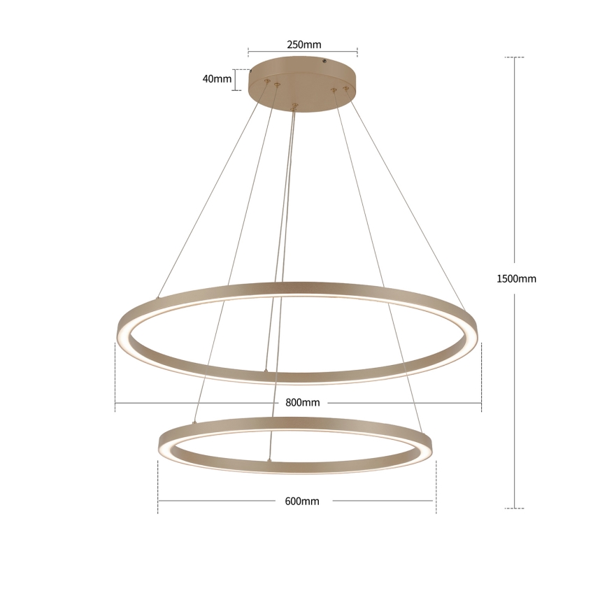 Brilagi - LED zatemljiv viseči lestenec PORTOFINO LED/98W/230V 3000-6000K premer 80 cm bež + daljinski upravljalnik