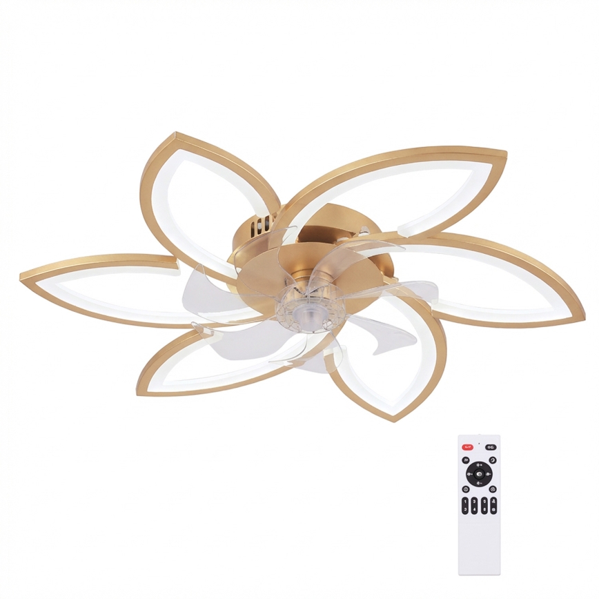 Brilagi - LED zatemljiv stropni ventilator LED/34W/230V premer 78 cm v zlati barvi + daljinski upravljalnik