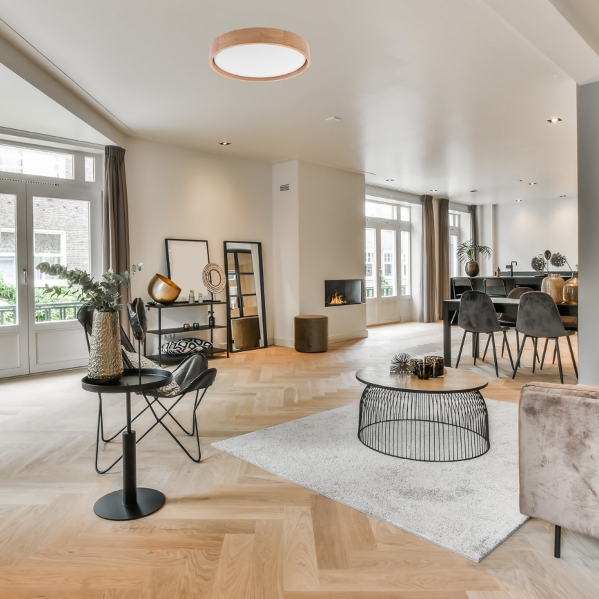 Brilagi - zatemnljivo LED stropno svetilo MANAROLA LED/24W/230V premer 42 cm 3000-6500K hrast + z daljinskim upravljalnikom