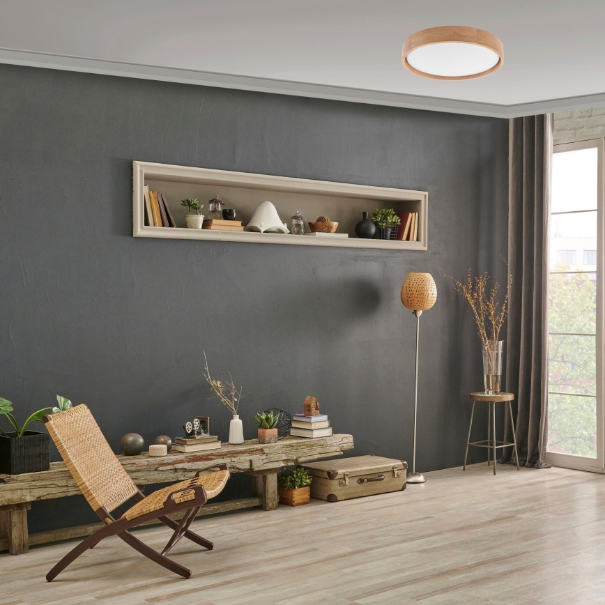 Brilagi - zatemnljivo LED stropno svetilo MANAROLA LED/24W/230V premer 42 cm 3000-6500K hrast + z daljinskim upravljalnikom