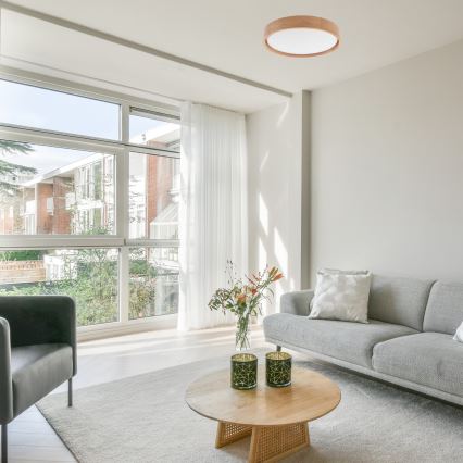 Brilagi - zatemnljivo LED stropno svetilo MANAROLA LED/24W/230V premer 42 cm 3000-6500K hrast + z daljinskim upravljalnikom