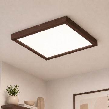 BRILAGI - Zatemnljiva LED stropna svetilka za kopalnico WOODY FRAME LED/50W/230V hrast oreh 60x60 cm 3000-6000K IP44 + daljinski upravljalnik