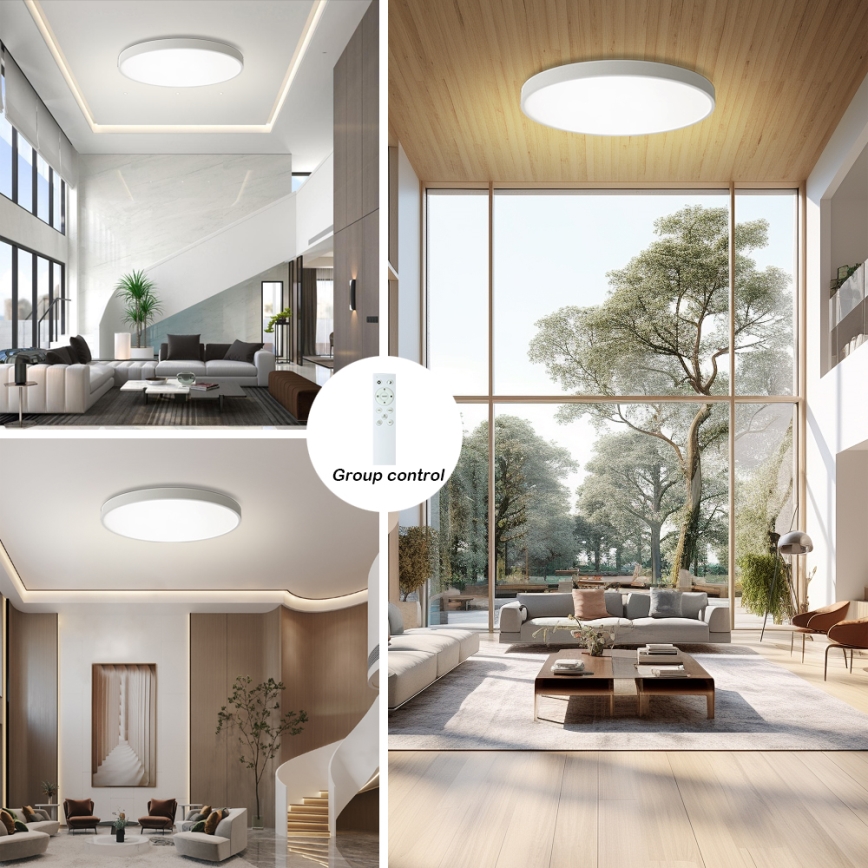 Brilagi - LED zatemljiva stropna svetilka POOL SMART LED/128W/230V 3000–6000K, premer 100 cm, Wi‑Fi Tuya, bela + daljinski upravljalnik