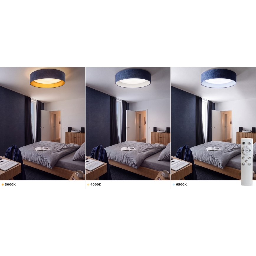 Brilagi - Zatemnjiva stropna LED-svetilka VELVET SMART VARI LED/36W/230V 3000-6500K premer 55 cm modra + daljinski upravljalnik