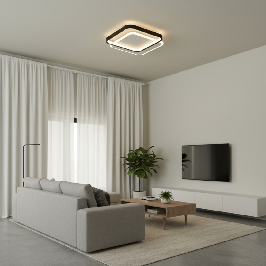 Brilagi - Zatemnljivo LED stropno svetilo FLARE LED/43W/230V 3000-6000K 39,5x45 cm bela/črna + daljinski upravljalnik