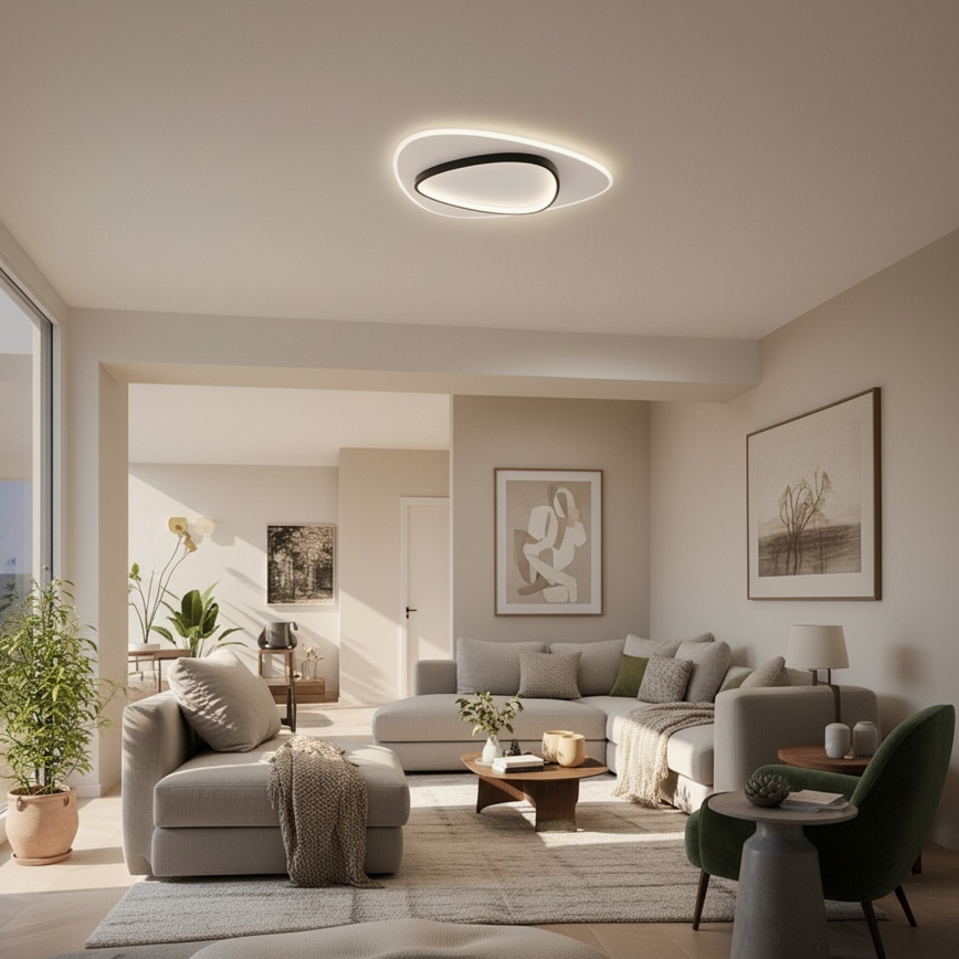 Brilagi - LED zatemnjevalna stropna svetilka FLARE LED/70W/230V 3000-6000K 55x55 cm bela/črna + daljinski upravljalnik