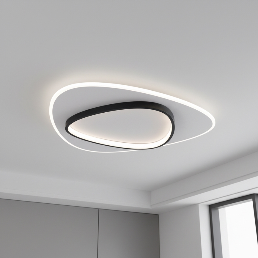 Brilagi - LED zatemnjevalna stropna svetilka FLARE LED/70W/230V 3000-6000K 55x55 cm bela/črna + daljinski upravljalnik