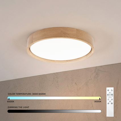 Brilagi - LED zatemnjevalna stropna svetilka MANAROLA REMOTE LED/24W/230V 3000–6500 K premer 41 cm hrast + daljinski upravljalnik