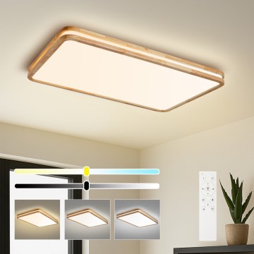 Brilagi - Zatemnljivo LED stropno svetilo MOLINA SQUARE LED/128W/230V 3000-6000K hrast 90x60 cm + daljinski upravljalnik