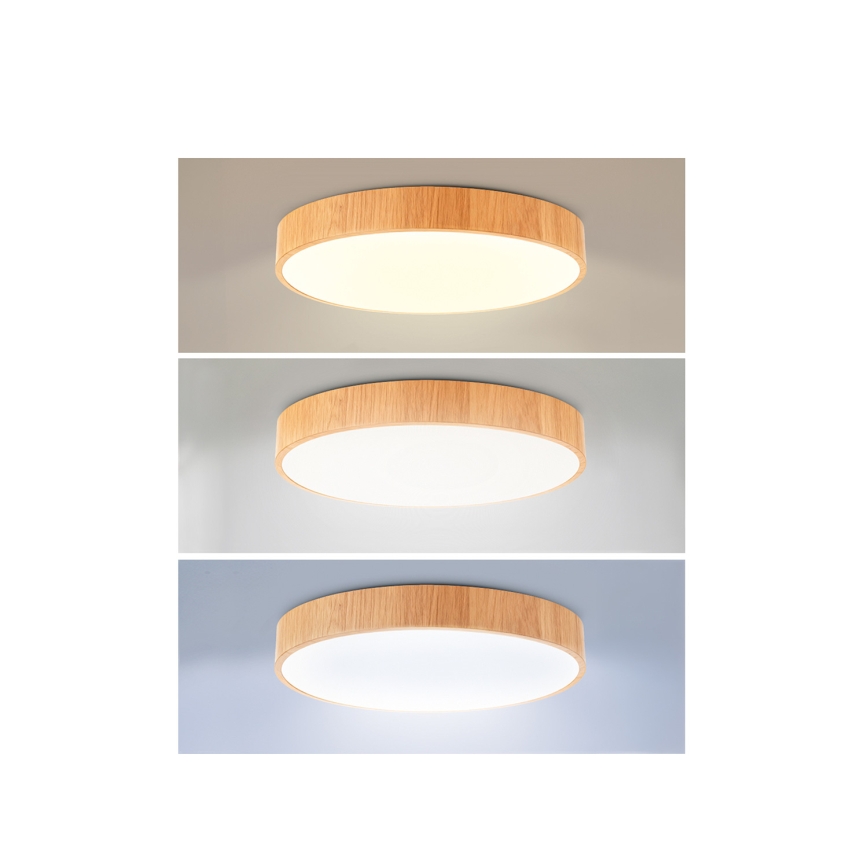 Brilagi - LED zatemnjiva stropna svetilka POOL LED/36W/230V 3000-6000K, premer 30 cm, lesni dekor + daljinski upravljalnik
