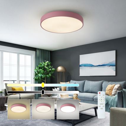 Brilagi - zatemljivo LED stropno svetilo POOL LED/60W/230V 3000-6000K, premer 50 cm, rožnato + daljinski upravljalnik