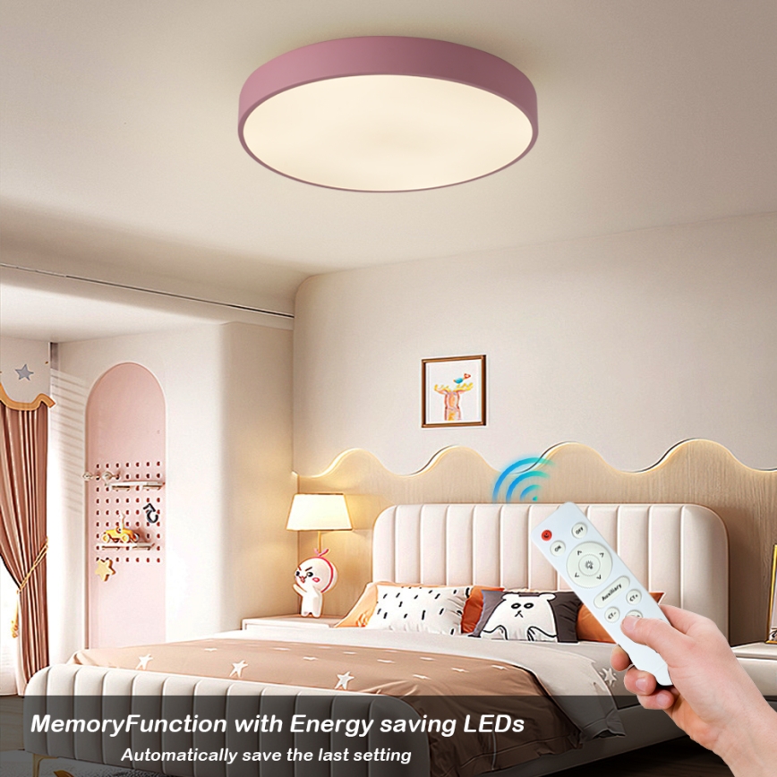 Brilagi - zatemljivo LED stropno svetilo POOL LED/60W/230V 3000-6000K, premer 50 cm, rožnato + daljinski upravljalnik