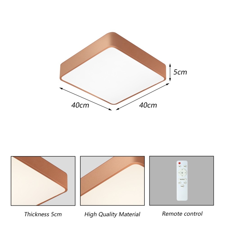 Brilagi - LED zatemnljivo stropno svetilo POOL SQUARE LED/36W/230V 3000-6000K 40x40 cm bronasto + daljinski upravljalnik