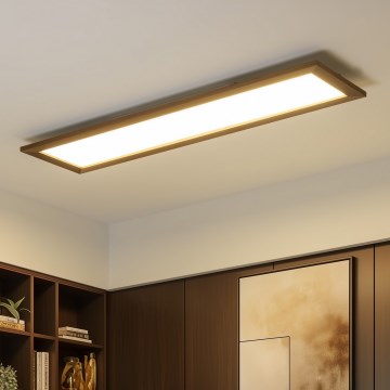 Brilagi - Zatemnljivo LED stropno svetilo SLIMFRAME WOOD LED/58W/230V 124x34 cm 3000-6000K temno rjavo + s priloženim daljinskim upravljalnikom