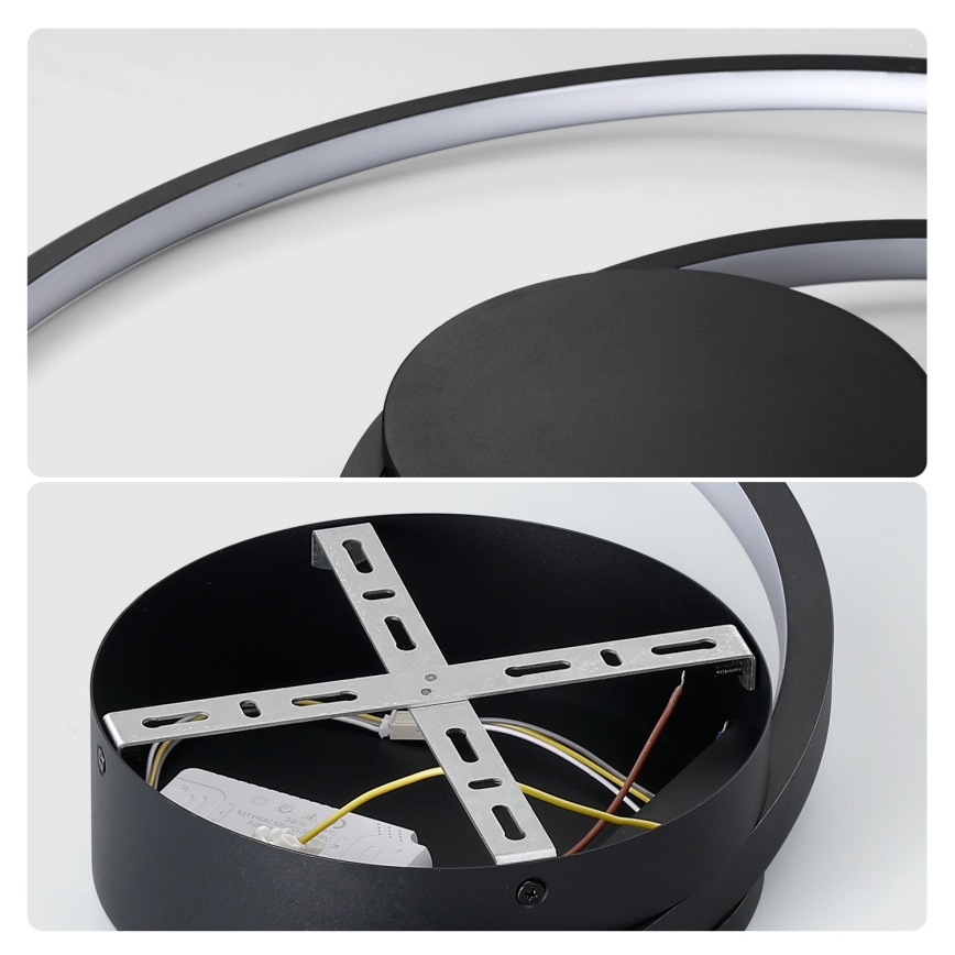 Brilagi - LED zatemnljivo stropno svetilo TWISTER LED/48W/230V 3000–6000 K premer 50 cm črna + daljinski upravljalnik